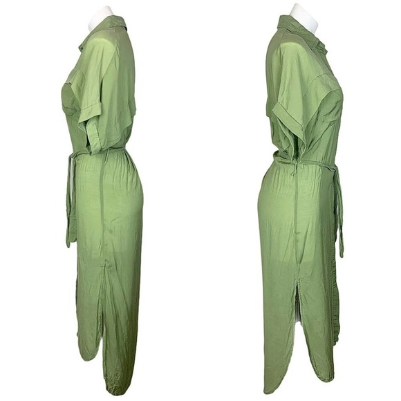 Faithfull The Brand Gigi Shirt-Dress in Plain Sage - Picture 11 of 13